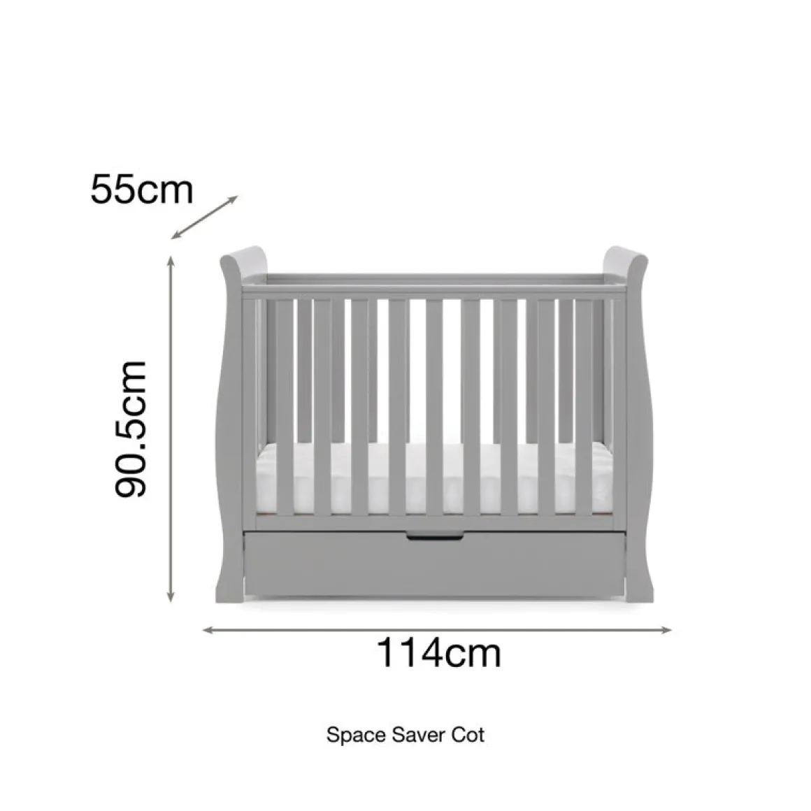 Obaby Stamford Space Saver Cot - WARM GREY