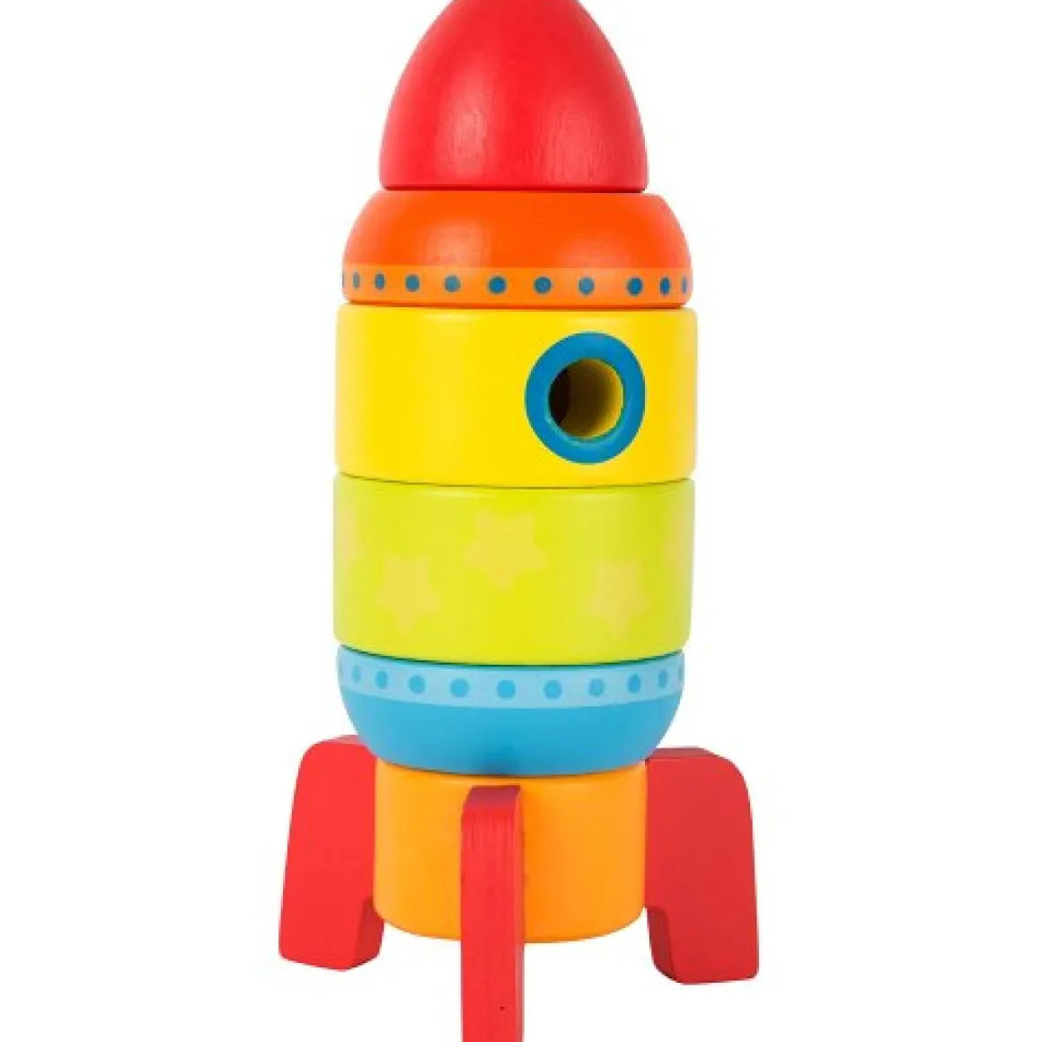 Small Foot - Colourful Wooden Stacking Space Rocket Block Toy